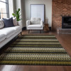 3' X 5' Brown Ivory And Black Striped Washable Indoor Outdoor Area Rug - 608219291709