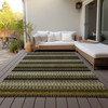 3' X 5' Brown Ivory And Black Striped Washable Indoor Outdoor Area Rug - 608219291709