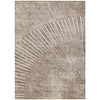 9' X 12' Taupe and Ivory Abstract Washable Non Skid Indoor Outdoor Area Rug