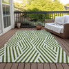 10' X 14' Lime Green and White Geometric Washable Non Skid Indoor Outdoor Area Rug