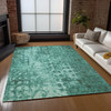 5' X 8' Teal Blue Ikat Washable Indoor Outdoor Area Rug