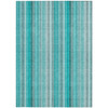 9' X 12' Teal and Gray Striped Washable Non Skid Indoor Outdoor Area Rug