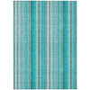 9' X 12' Teal and Gray Striped Washable Non Skid Indoor Outdoor Area Rug
