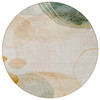 8' Round Beige and Green Round Abstract Washable Non Skid Indoor Outdoor Area Rug