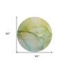 8' Round Green Round Abstract Washable Non Skid Indoor Outdoor Area Rug -