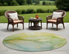8' Round Green Round Abstract Washable Non Skid Indoor Outdoor Area Rug -