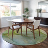 8' Round Green Round Abstract Washable Non Skid Indoor Outdoor Area Rug -