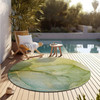 8' Round Green Round Abstract Washable Non Skid Indoor Outdoor Area Rug -