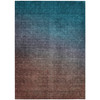 3' X 5' Teal Blue Chocolate And Charcoal Ombre Washable Indoor Outdoor Area Rug