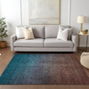 3' X 5' Teal Blue Chocolate And Charcoal Ombre Washable Indoor Outdoor Area Rug
