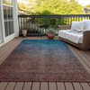 3' X 5' Teal Blue Chocolate And Charcoal Ombre Washable Indoor Outdoor Area Rug