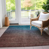 3' X 5' Teal Blue Chocolate And Charcoal Ombre Washable Indoor Outdoor Area Rug