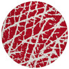 8' Round Red and White Round Abstract Washable Non Skid Indoor Outdoor Area Rug - 608219345983
