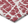 8' Round Red and White Round Abstract Washable Non Skid Indoor Outdoor Area Rug