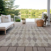 5' X 8' Beige Taupe and Brown Geometric Washable Non Skid Indoor Outdoor Area Rug