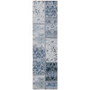 8' Runner Denim Blue Patchwork Washable Non Skid Indoor Outdoor Runner Rug - 608219097783