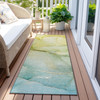 8' Runner Green Abstract Washable Non Skid Indoor Outdoor Runner Rug - 608219313647