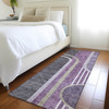 2' X 8' Purple and Black Abstract Washable Indoor Outdoor Runner Rug - 608219217358