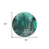 8' Teal Blue Aqua And Gray Round Abstract Washable Indoor Outdoor Area Rug - 608219321154
