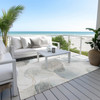 9' X 12' Ivory Blue and Gray Abstract Washable Non Skid Indoor Outdoor Area Rug - 608219298418