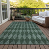 8' X 10' Olive Green And Charcoal Geometric Washable Indoor Outdoor Area Rug - 608219004934
