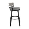 38" Light Gray Metal Swivel Low back Outdoor Bar Height chair with Footrest - 606114940654