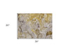 2' X 3' Taupe Abstract Washable Non Skid Indoor Outdoor Area Rug