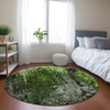 8' Green Artichoke Green And Lime Green Round Abstract Washable Indoor Outdoor Area Rug