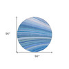 8' Blue Denim Blue And Sky Blue Round Abstract Washable Indoor Outdoor Rug