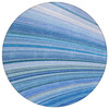 8' Blue Denim Blue And Sky Blue Round Abstract Washable Indoor Outdoor Rug