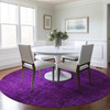 8' Round Purple Round Abstract Washable Non Skid Indoor Outdoor Area Rug