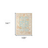 9' x 12' Blue and Orange Floral Stain Resistant Indoor Outdoor Area Rug