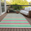 8' X 10' Green Striped Washable Non Skid Indoor Outdoor Area Rug