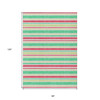 8' X 10' Green Striped Washable Non Skid Indoor Outdoor Area Rug