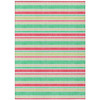 8' X 10' Green Striped Washable Non Skid Indoor Outdoor Area Rug