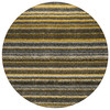 8' Gold Beige And Wheat Round Striped Washable Indoor Outdoor Area Rug