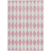 10' X 14' Pink And Ivory Geometric Washable Indoor Outdoor Area Rug