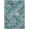 8' X 10' Teal Blue Aqua And Gray Abstract Washable Indoor Outdoor Area Rug - 608219060848