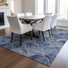 3' X 5' Blue Denim Blue And Gray Abstract Washable Indoor Outdoor Area Rug - 608219216634