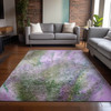 9' X 12' Purple Abstract Washable Non Skid Indoor Outdoor Area Rug