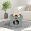 JESPET Foldable Cat Condo, Cat Cube House & Sleepping Bed with Lying Surface and 2 Reversible Cushions, Cat Hiding Place, Cat Cave, Linenette Fabric, Felt and Engineered Wood, Scratch Resista