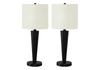 Set of Two 24" Black Metal Candlestick USB Table Lamps With Ivory Drum Shade