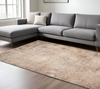 8' X 10' Beige And Brown Abstract Area Rug With Fringe