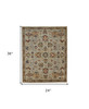 2' X 3' Gray Gold And Red Wool Floral Hand Knotted Stain Resistant Area Rug With Fringe