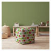 17" White Green And Red Cotton Polka Dots Pouf Ottoman