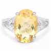 5.05 Carat Genuine Citrine and White Diamond .925 Sterling Silver Ring