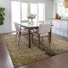 5' X 8' Brown Taupe And Gold Abstract Washable Indoor Outdoor Area Rug