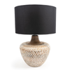 Wood LED Table Lamp With Drum Shade