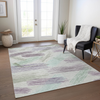 3' X 5' Sage Lavender And Mint Green Striped Washable Indoor Outdoor Area Rug