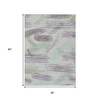 3' X 5' Sage Lavender And Mint Green Striped Washable Indoor Outdoor Area Rug